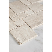 Soline Tumbled Beige French Pattern Travertine Mosaic Tile